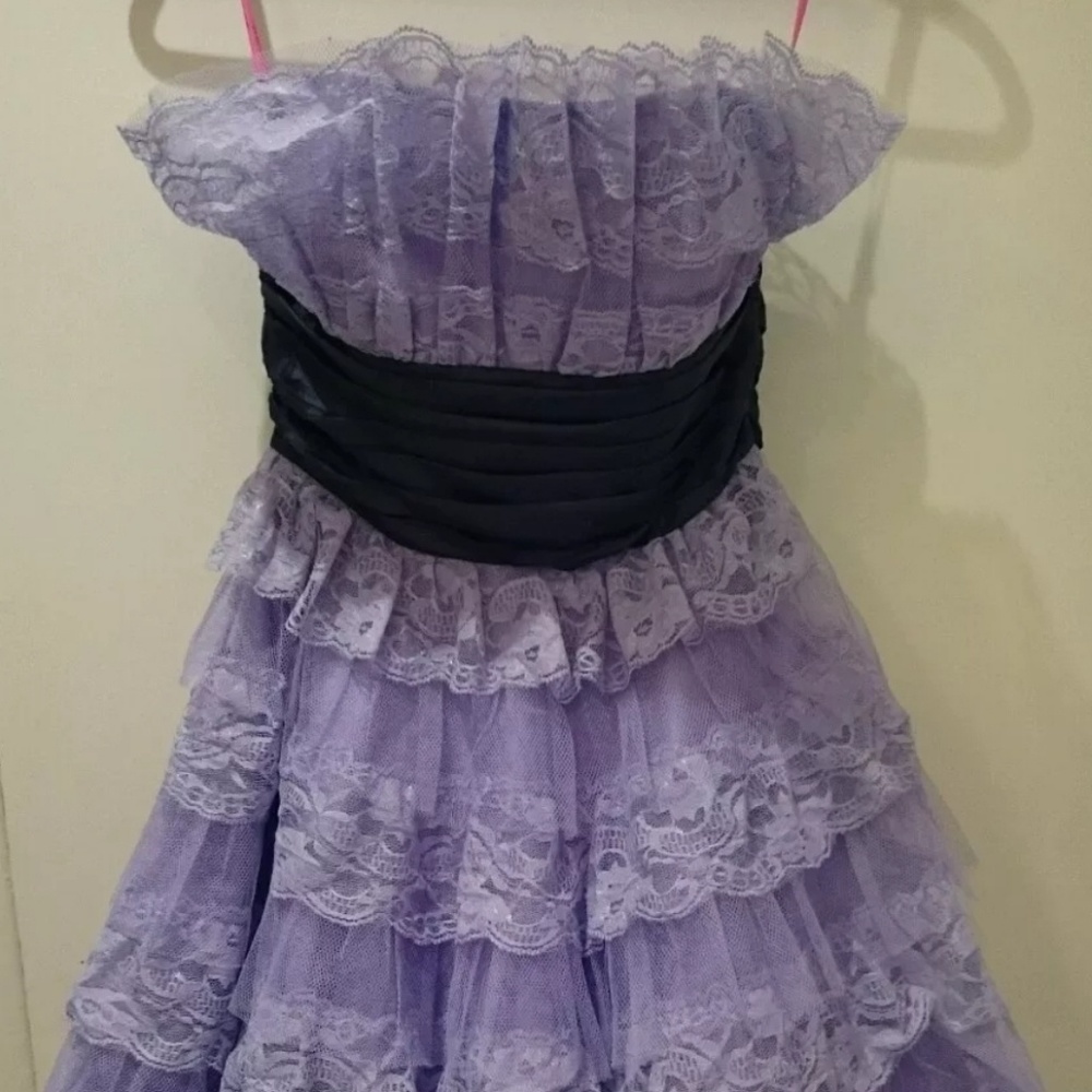 Betsey Johnson Purple  Strapless Lace Dress Size 2